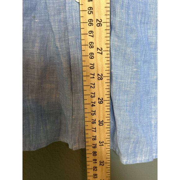 Hart Schaffner Marx Men's XL 100% Linen SS Blue Button-Up Shirt - Picture 7 of 8